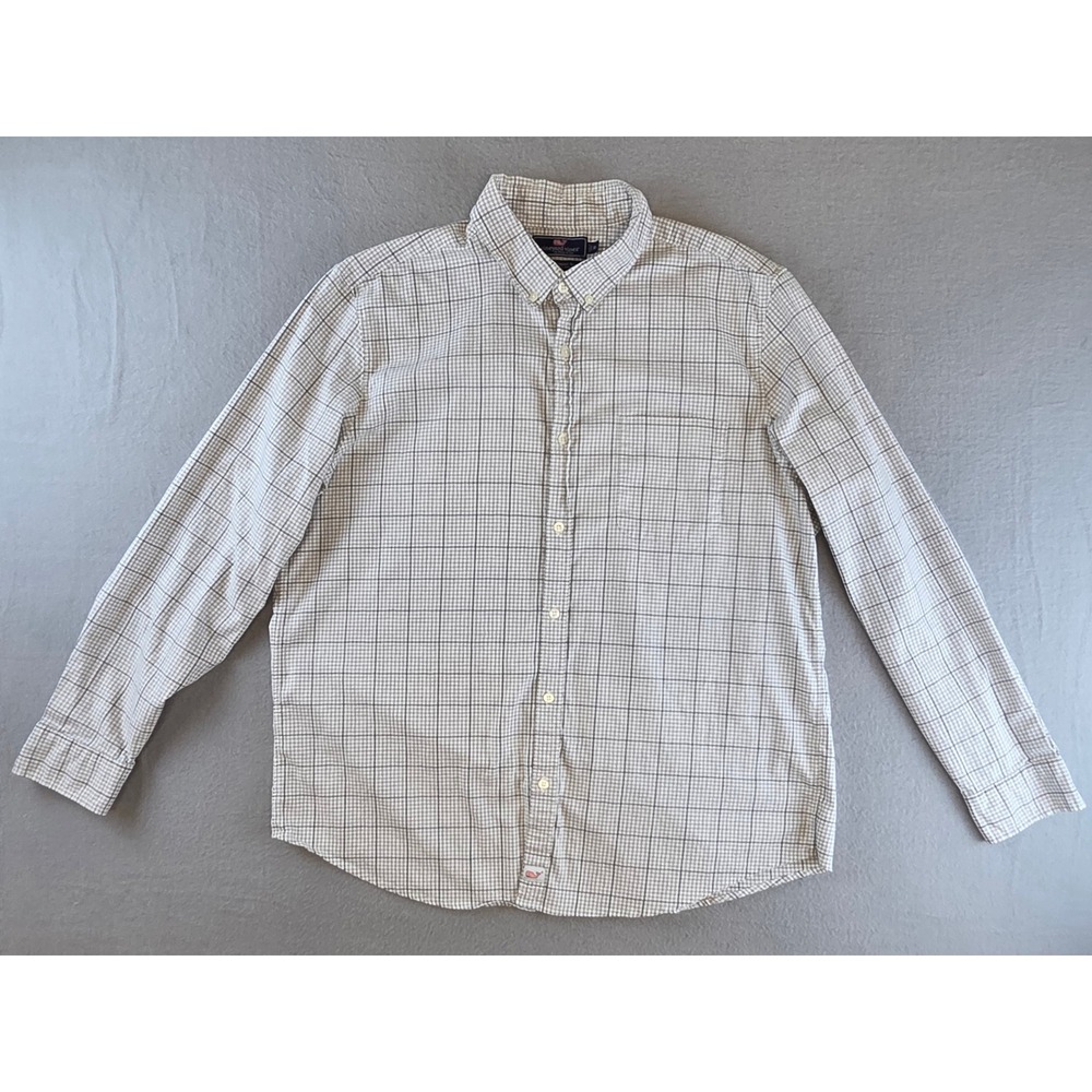 Vineyard Vines Murray Shirt Mens XL Slim Fit Gray Plaid Stretch Button Down